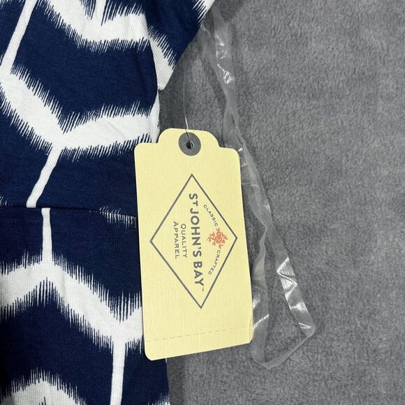 St. John Bay A-Line Dress Women's Large Blue Rayon Stretch Classic Surplice Neck - Picture 2 of 7